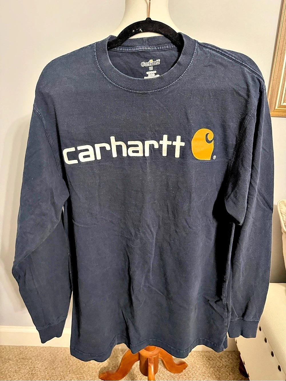 Carhartt Signature Logo Long Sleeve T-Shirt Blue Medium